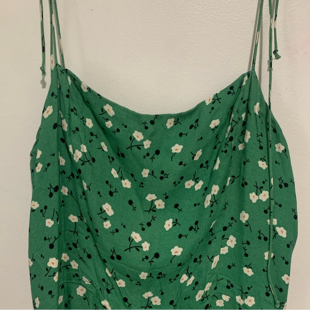 Reformation Green Floral Midi Dress